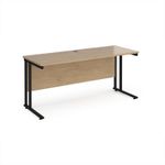 Maestro 25 straight desk 1600mm x 600mm - black cantilever leg frame, Kendal oak top