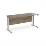 Maestro 25 straight desk 1600mm x 600mm - silver cantilever leg frame, Nebraska oak top