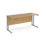 Maestro 25 straight desk 1600mm x 600mm - silver cantilever leg frame, oak top