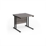 Maestro 25 straight desk 800mm x 800mm - black cantilever leg frame, grey oak top