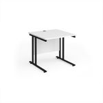 Maestro 25 straight desk 800mm x 800mm - black cantilever leg frame, white top