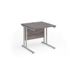 Maestro 25 straight desk 800mm x 800mm - silver cantilever leg frame, grey oak top