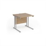 Maestro 25 straight desk 800mm x 800mm - silver cantilever leg frame, Kendal oak top