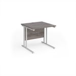 Maestro 25 straight desk 800mm x 800mm - white cantilever leg frame, grey oak top