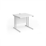 Maestro 25 straight desk 800mm x 800mm - white cantilever leg frame, white top