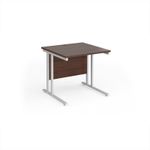 Maestro 25 straight desk 800mm x 800mm - white cantilever leg frame, walnut top