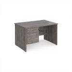 Maestro 25 straight desk 1200mm x 800mm with 2 drawer pedestal - grey oak top with panel end leg