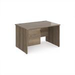Maestro 25 straight desk 1200mm x 800mm with 2 drawer pedestal - nebraska oak top with panel end leg