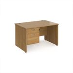 Maestro 25 straight desk 1200mm x 800mm with 2 drawer pedestal - oak top with panel end leg