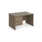 Maestro 25 straight desk 1200mm x 800mm with 3 drawer pedestal - nebraska oak top with panel end leg