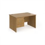Maestro 25 straight desk 1200mm x 800mm with 3 drawer pedestal - oak top with panel end leg