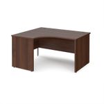Maestro 25 left hand ergonomic desk 1400mm wide - walnut top with panel end leg