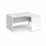 Maestro 25 right hand ergonomic desk 1400mm wide - white top with panel end leg