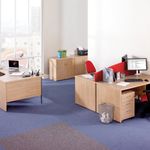 Maestro 25 straight desk 1400mm x 800mm with 2 drawer pedestal - kendal oak top with panel end leg