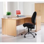 Maestro 25 straight desk 1400mm x 800mm with 2 drawer pedestal - oak top with panel end leg