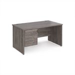 Maestro 25 straight desk 1400mm x 800mm with 3 drawer pedestal - grey oak top with panel end leg