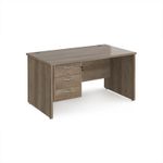 Maestro 25 straight desk 1400mm x 800mm with 3 drawer pedestal - nebraska oak top with panel end leg