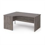 Maestro 25 left hand ergonomic desk 1600mm wide - grey oak top with panel end leg