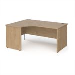 Maestro 25 left hand ergonomic desk 1600mm wide - kendal oak top with panel end leg