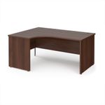 Maestro 25 left hand ergonomic desk 1600mm wide - walnut top with panel end leg