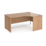 Maestro 25 right hand ergonomic desk 1600mm wide - beech top with panel end leg