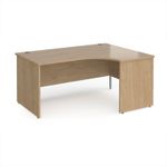 Maestro 25 right hand ergonomic desk 1600mm wide - kendal oak top with panel end leg