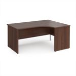 Maestro 25 right hand ergonomic desk 1600mm wide - walnut top with panel end leg