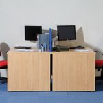 Maestro 25 straight desk 1600mm x 800mm with 2 and 3 drawer pedestals - grey oak top with panel end leg
