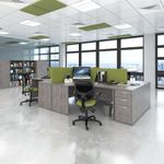 Maestro 25 straight desk 1600mm x 800mm with 2 and 3 drawer pedestals - oak top with panel end leg