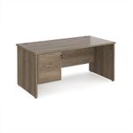 Maestro 25 straight desk 1600mm x 800mm with 2 drawer pedestal - nebraska oak top with panel end leg