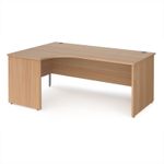 Maestro 25 left hand ergonomic desk 1800mm wide - beech top with panel end leg