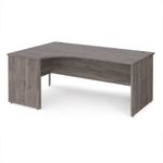 Maestro 25 left hand ergonomic desk 1800mm wide - grey oak top with panel end leg