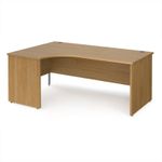 Maestro 25 left hand ergonomic desk 1800mm wide - oak top with panel end leg