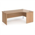 Maestro 25 right hand ergonomic desk 1800mm wide - beech top with panel end leg