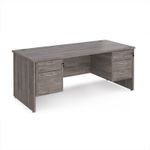 Maestro 25 straight desk 1800mm x 800mm with 2 and 3 drawer pedestals - grey oak top with panel end leg