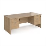 Maestro 25 straight desk 1800mm x 800mm with 2 and 3 drawer pedestals - kendal oak top with panel end leg