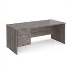 Maestro 25 straight desk 1800mm x 800mm with 2 drawer pedestal - grey oak top with panel end leg