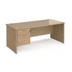 Maestro 25 straight desk 1800mm x 800mm with 2 drawer pedestal - kendal oak top with panel end leg