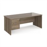 Maestro 25 straight desk 1800mm x 800mm with 2 drawer pedestal - nebraska oak top with panel end leg