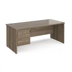 Maestro 25 straight desk 1800mm x 800mm with 3 drawer pedestal - nebraska oak top with panel end leg