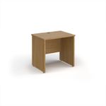 Maestro 25 straight desk 800mm x 600mm - oak top with panel end leg