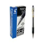 Pilot G1 Grip Gel Ink Rollerball Pen Black (Pack of 12) BLGPG107-01