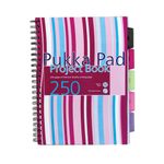 Pukka Pad Stripes Polypropylene Project Book 250 Pages A4 Blue/Pink (3 Pack) PROBA4