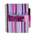 Pukka Pad Stripes Polypropylene Project Book 250 Pages A5 Blue/Pink (3 Pack) PROBA5