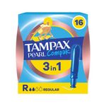 Tampax Compak Pearl Applicator Tampons Regular x16 Pack of 8 C012299