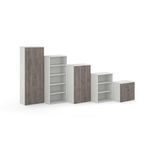 Universal double door cupboard 1090mm high with 2 shelves - grey oak