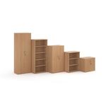 Universal double door cupboard 1440mm high with 3 shelves - beech