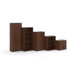 Universal double door cupboard 1440mm high with 3 shelves - walnut