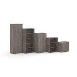 Universal bookcase 1440mm high with 3 shelves - grey oak