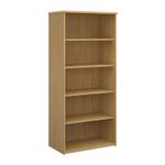 Universal bookcase 1790mm high with 4 shelves - oak